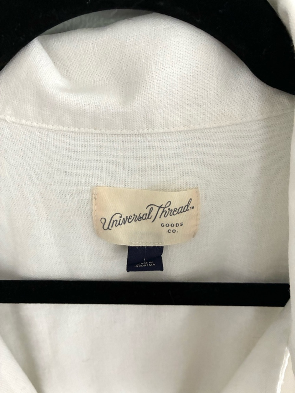 Universal Thread White Button Front Short Sleeve Linen Blouse Lightweight Size L - Picture 2 of 5